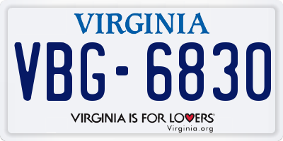 VA license plate VBG6830