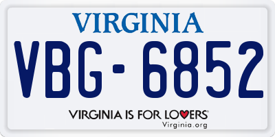 VA license plate VBG6852