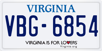 VA license plate VBG6854