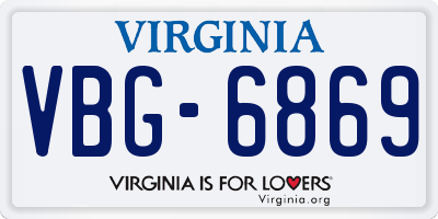 VA license plate VBG6869