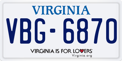 VA license plate VBG6870