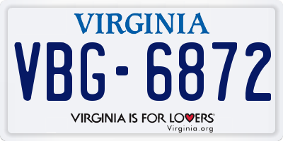 VA license plate VBG6872