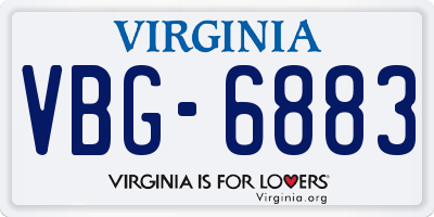 VA license plate VBG6883