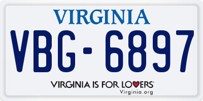 VA license plate VBG6897