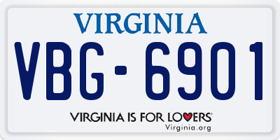 VA license plate VBG6901
