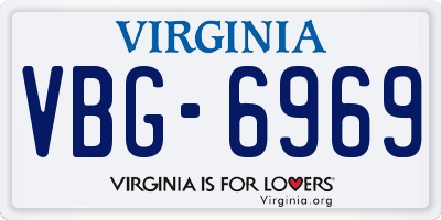 VA license plate VBG6969