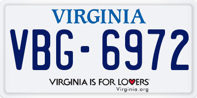 VA license plate VBG6972
