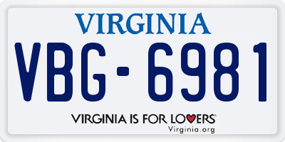 VA license plate VBG6981