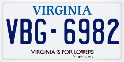 VA license plate VBG6982
