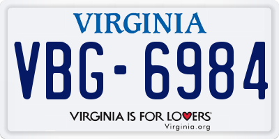 VA license plate VBG6984