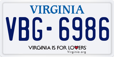VA license plate VBG6986