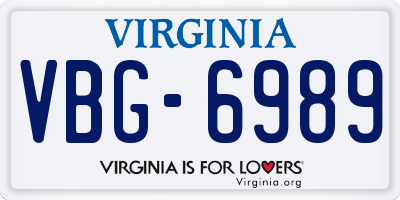 VA license plate VBG6989