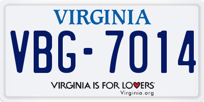 VA license plate VBG7014