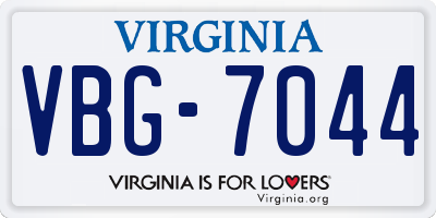 VA license plate VBG7044