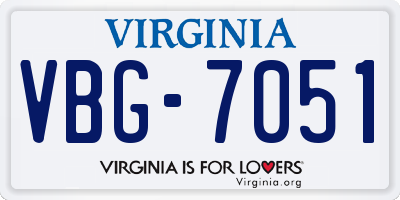 VA license plate VBG7051