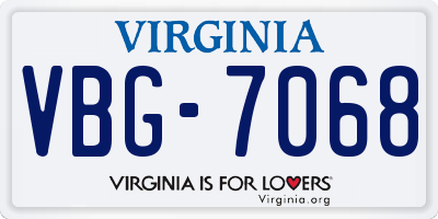 VA license plate VBG7068