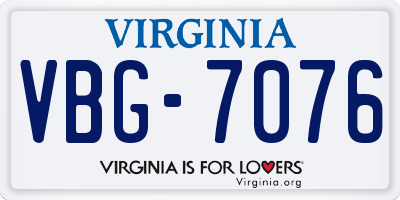 VA license plate VBG7076