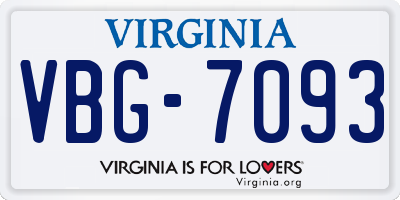 VA license plate VBG7093