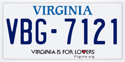VA license plate VBG7121