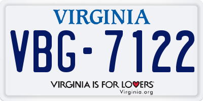 VA license plate VBG7122