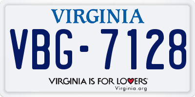 VA license plate VBG7128