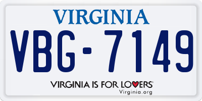 VA license plate VBG7149