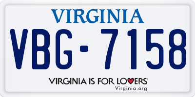 VA license plate VBG7158