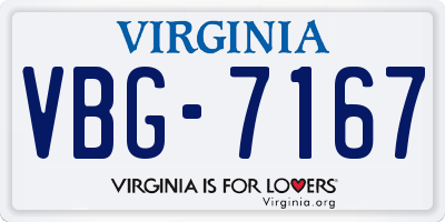 VA license plate VBG7167