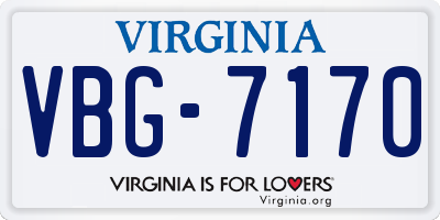 VA license plate VBG7170