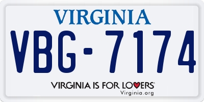 VA license plate VBG7174