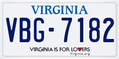 VA license plate VBG7182
