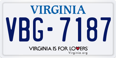 VA license plate VBG7187