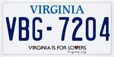 VA license plate VBG7204