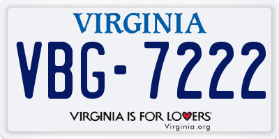 VA license plate VBG7222
