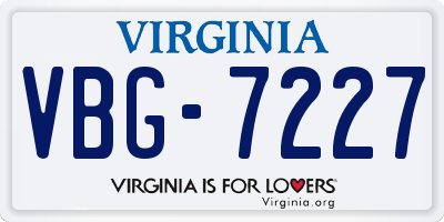 VA license plate VBG7227