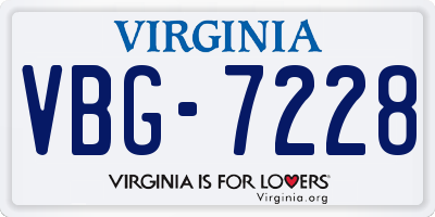 VA license plate VBG7228