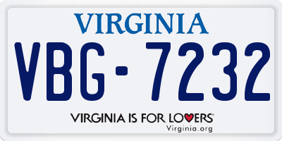 VA license plate VBG7232