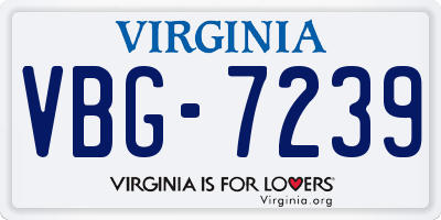 VA license plate VBG7239