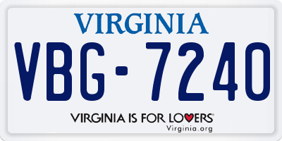 VA license plate VBG7240