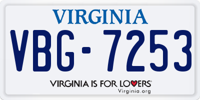 VA license plate VBG7253