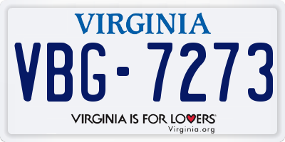 VA license plate VBG7273