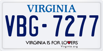 VA license plate VBG7277