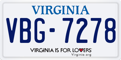 VA license plate VBG7278