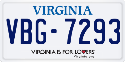 VA license plate VBG7293