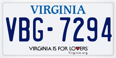 VA license plate VBG7294