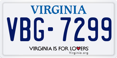 VA license plate VBG7299
