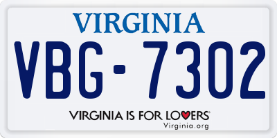 VA license plate VBG7302
