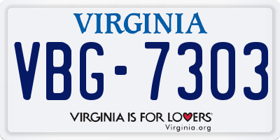 VA license plate VBG7303