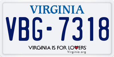 VA license plate VBG7318