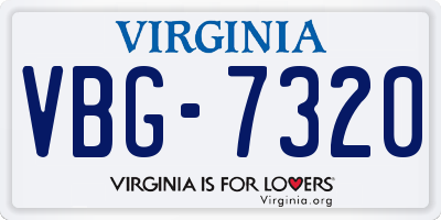 VA license plate VBG7320